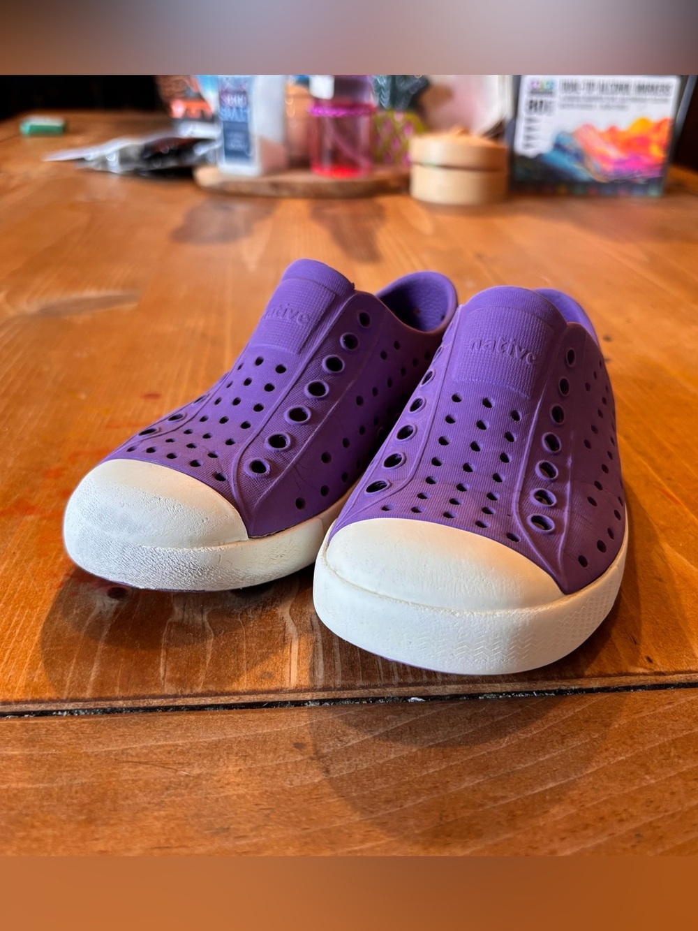 Native kids Jefferson slip on water shoes purple c10